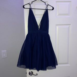 Navy Blue Tule Homecoming Dress